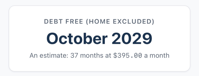 The app's debt-free date: an estimate of the month you would be done.